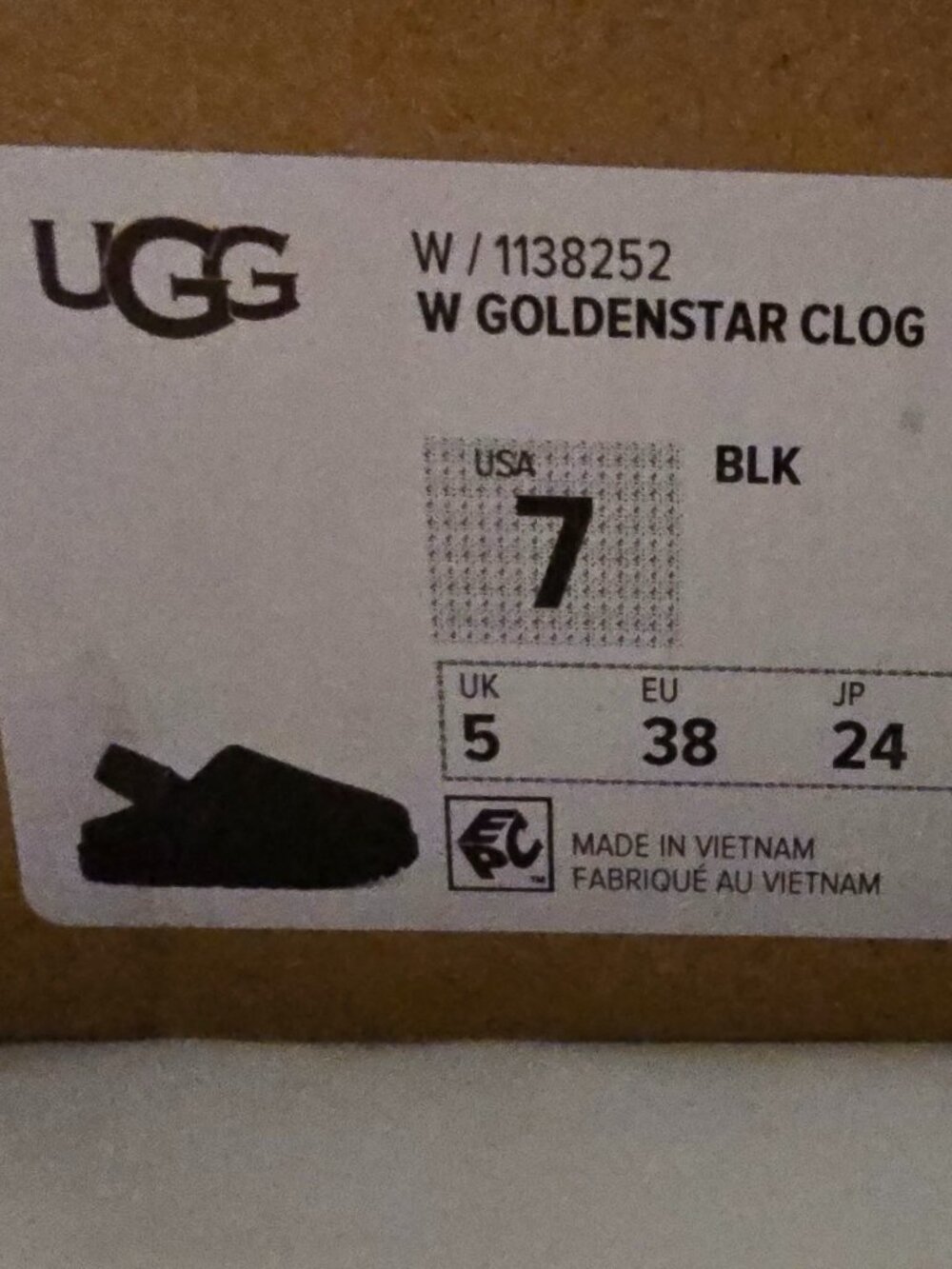 UGG Goldenstar Clog Black Suede Comfort Slippers Size 7